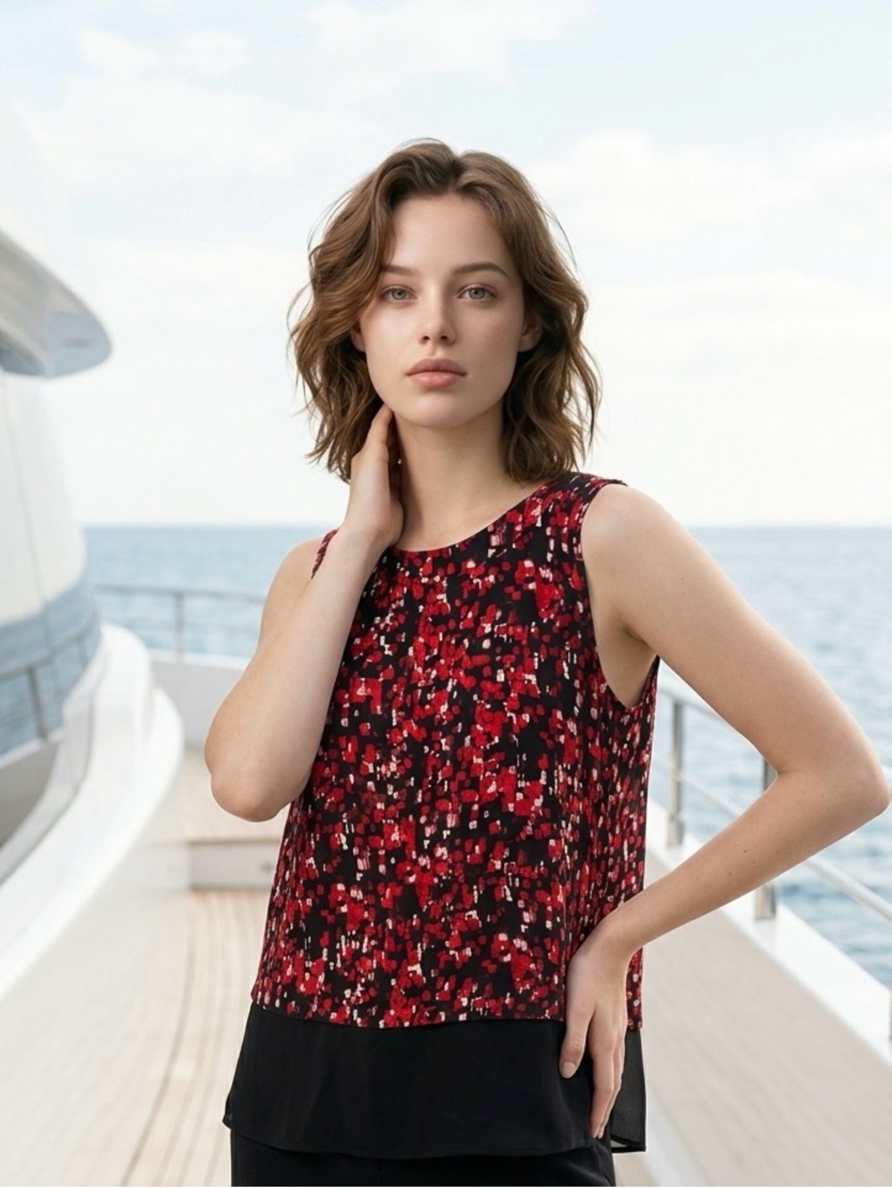 SALE Forever 21 Red, White & Black Abstract Print Sleeveless Cami